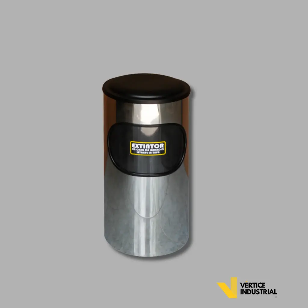 [M008E01] PORTA EXTINTOR CILINDRICO INOXIDABLE ESPEJO PARA PQS 4.5 a 9 kg
