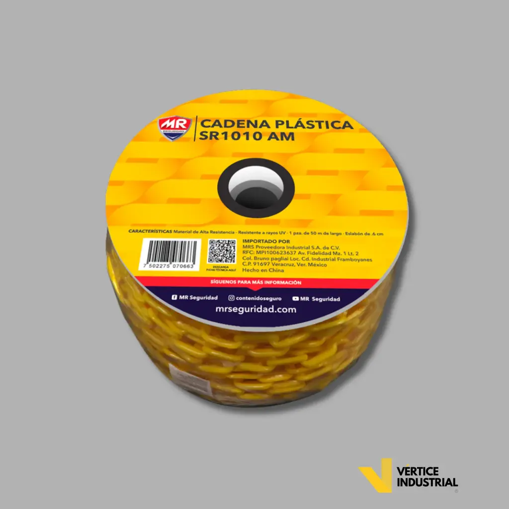 [SR1010-AM] CADENA PLASTICA DE 50M  (Amarillo)