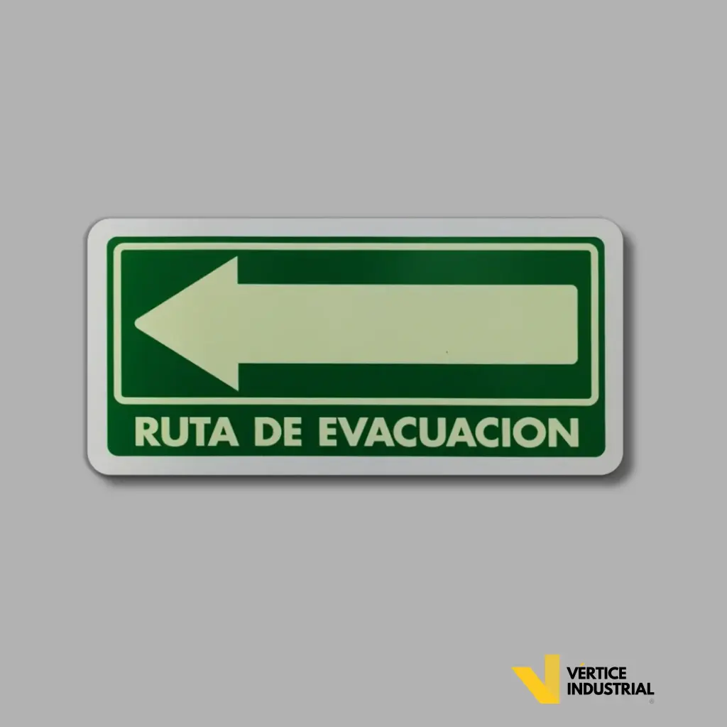 RUTA DE EVACUACIÓN (FLECHA A LA IZQUIERDA) MOD.024 CON LUMINISCENTE