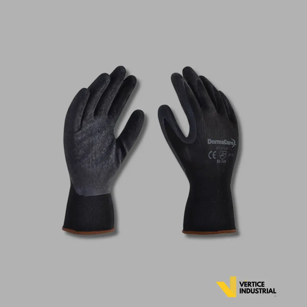 GUANTE CON PALMA DE LATEX NEGROS