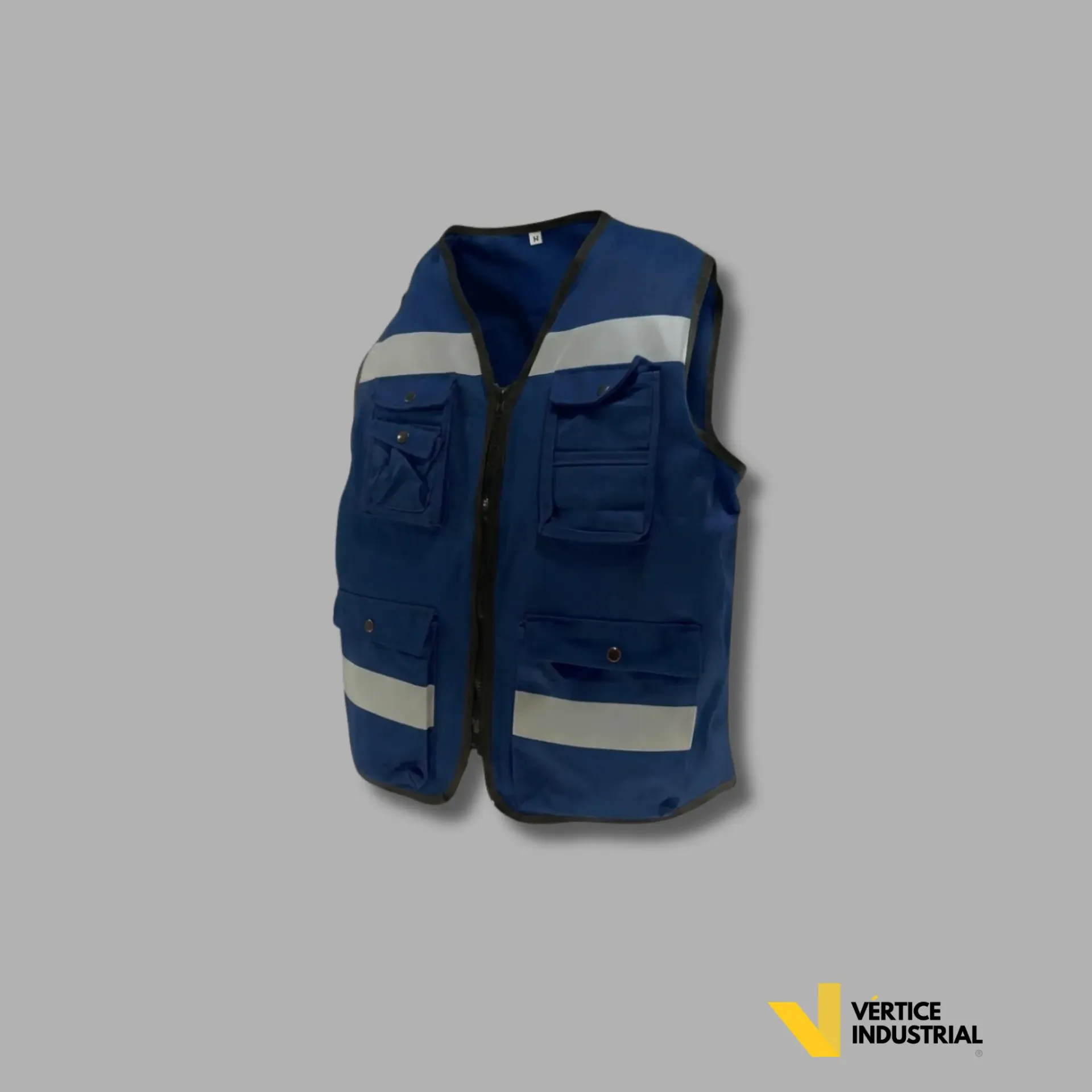 [CH-100C-G-AZM-S] CHALECO BRIGADA DE GABARDINA 100 % ALGODÓN ( CERRADO)  (Azul Marino, S)